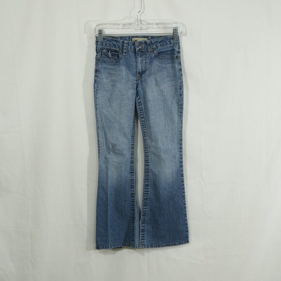 Y2K l.e.i. Jeans Kids 10 Regular Butterfly Embroidered Flare Blue Denim - Picture 2 of 10